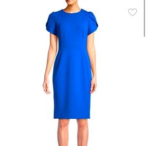 Calvin Klein Puff-sleeve royal blue sheath - 10 NWT